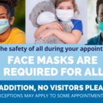 Copy of face masks are required in the clinic